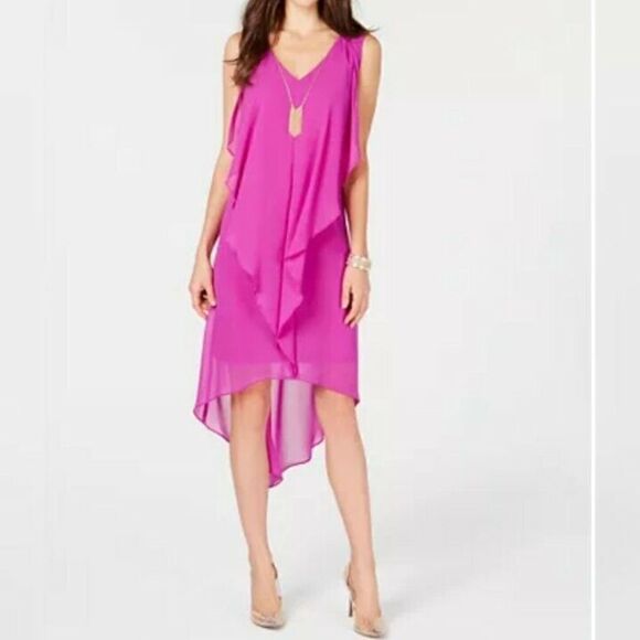 Thalia Sodi Dresses & Skirts - Thalia Sodi Sleeveless High-Low Dress w/Necklace Purple Cactus Flutter XS